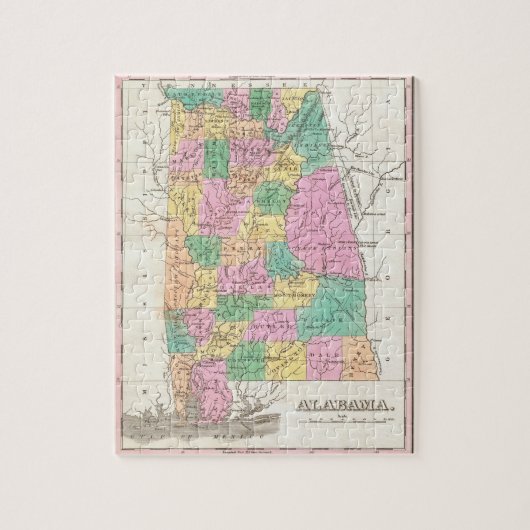  staatskaart van Alabama (1827) Legpuzzel (Verticaal)