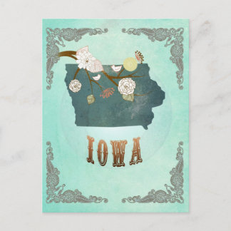 staatskaart van Iowa - turquoise blauw Briefkaart