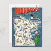 Staatskaart van Minnesota Briefkaart (Voorkant / Achterkant)
