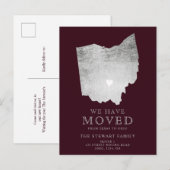 Staatskaart van Ohio: burgundy Silver Thuis Aankondigingskaart (Voorkant / Achterkant)