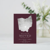 Staatskaart van Ohio: burgundy Silver Thuis Aankondigingskaart (Staand voorkant)