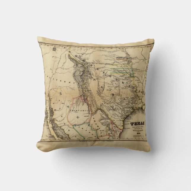 Staatskaart van Texas (1846) Kussen (Voorkant)