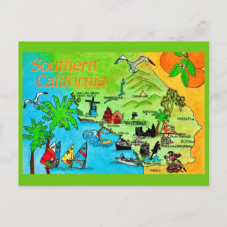 Staatskaart van Zuid-Californië Briefkaart
