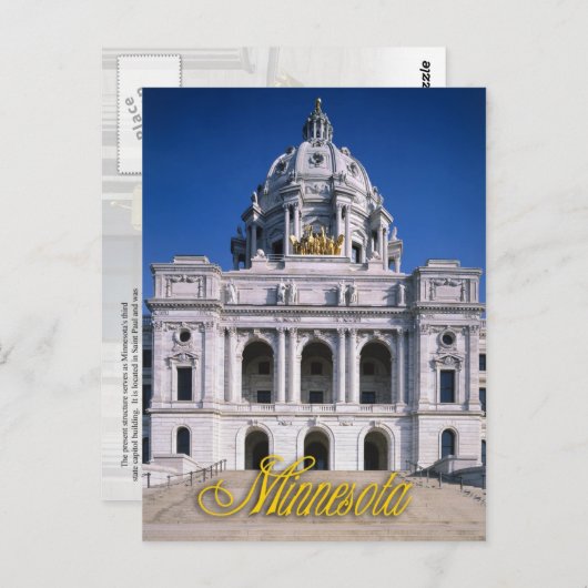 Staatskapitel van Minnesota in Saint-Paul Briefkaart (Voorkant / Achterkant)