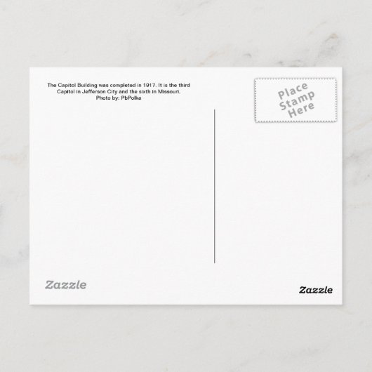 Staatskapitolgebouw Missouri Briefkaart (Achterkant)