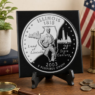 Staatskwartje van Illinois achterzijde Faux Tegeltje