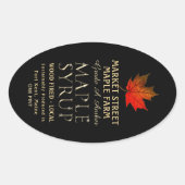 Staatsnaam duurzaam geproduceerd Maple Syrup Black Ovale Sticker (Voorkant)
