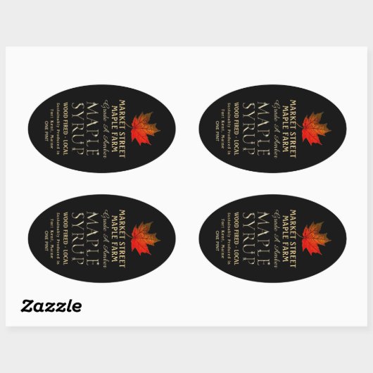 Staatsnaam duurzaam geproduceerd Maple Syrup Black Ovale Sticker (Vel)