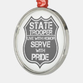 Staatstroepenmacht leeft met eer en serve met trot metalen ornament (Links)