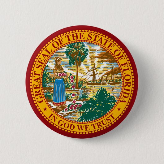 STAATSVERZEGELING VAN FLORIDA RONDE BUTTON 5,7 CM (Voorkant)