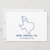 Staatsvlag Blauw Lijnkunst Santa Texas Kerstkaart (Voorkant)