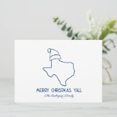 Staatsvlag Blauw Lijnkunst Santa Texas Kerstkaart (Staand voorkant)