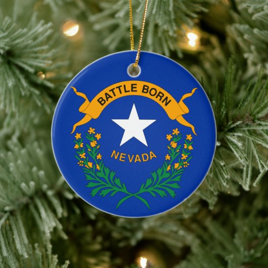 Staatsvlag van Nevada Keramisch Ornament (Boom)