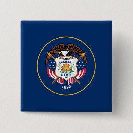 Staatsvlag van Utah Vierkante Button 5,1 Cm