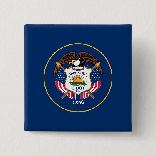 Staatsvlag van Utah Vierkante Button 5,1 Cm (Voorkant)