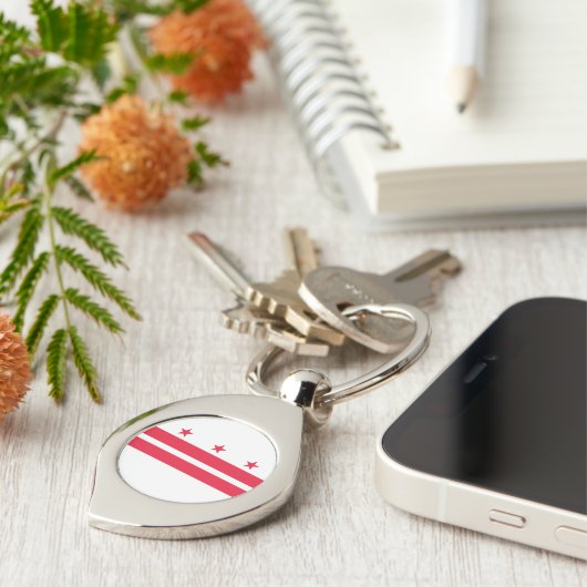 Staatsvlag van Washington DC Sleutelhanger (Zijkant)