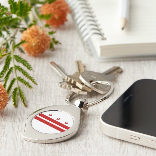 Staatsvlag van Washington DC Sleutelhanger (Zijkant)