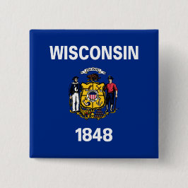 Staatsvlag van Wisconsin Vierkante Button 5,1 Cm