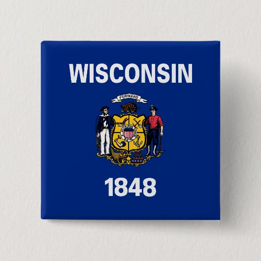 Staatsvlag van Wisconsin Vierkante Button 5,1 Cm (Voorkant)