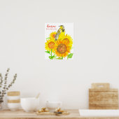 Staatsvogel van Kansas Meadowlark Sunflower Poster (Keuken)