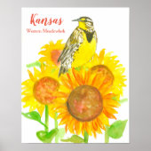 Staatsvogel van Kansas Meadowlark Sunflower Poster (Voorkant)
