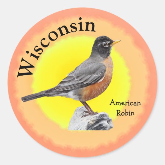 Staatsvogel van Wisconsin Ronde Sticker (Voorkant)