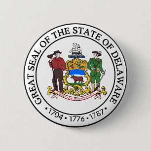 Staatszegel van Delaware Ronde Button 5,7 Cm