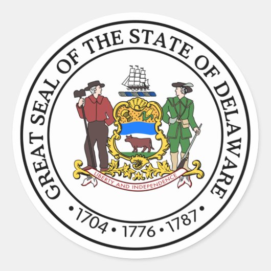 Staatszegel van Delaware Ronde Sticker (Voorkant)