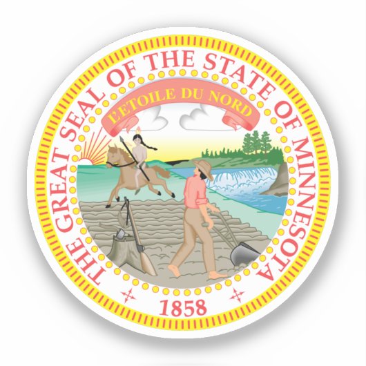 Staatszegel van Minnesota Sticker (Voorkant)