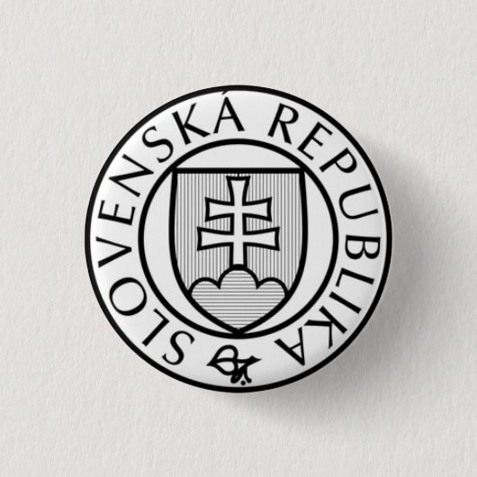 Staatszegel van Slowakije Ronde Button 3,2 Cm (Voorkant)