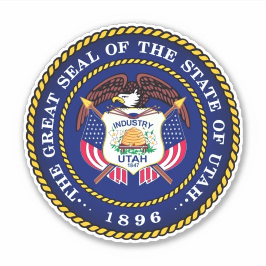 Staatszegel van Utah Sticker (Voorkant)