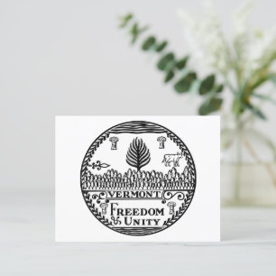 Staatszegel van Vermont in zwart-wit T-Shirt Briefkaart