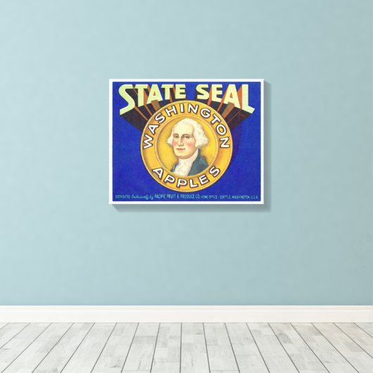  Staatszegel Washington Appels Seattle Fruit Canvas Afdruk (Insitu (Houten vloer))