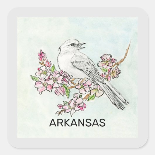 Staatvogel en bloem van Arkansas Vierkante Sticker (Voorkant)