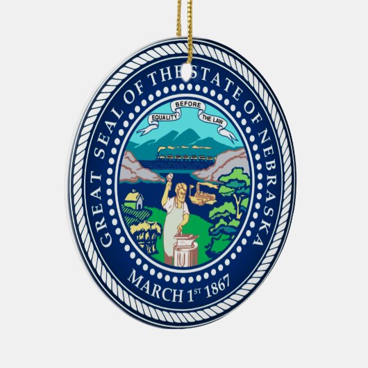 Staatzegel van Nebraska Keramisch Ornament (Rechts)