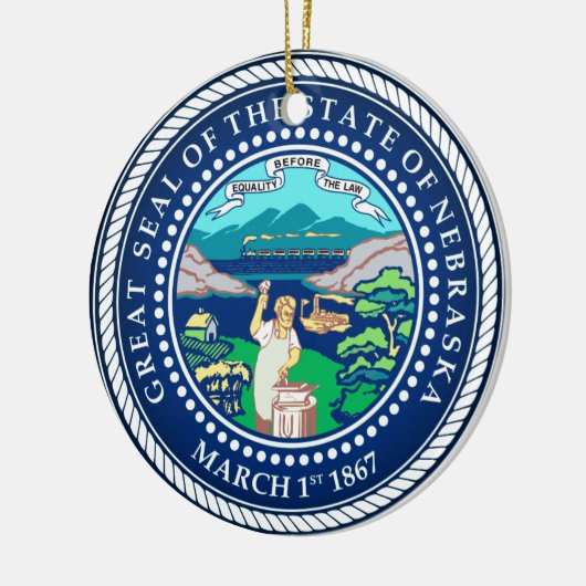 Staatzegel van Nebraska Keramisch Ornament (Links)