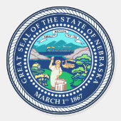 Staatzegel van Nebraska Ronde Sticker (Voorkant)