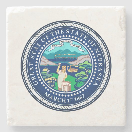Staatzegel van Nebraska Stenen Onderzetter (Voorkant)