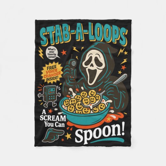 Stab-a-loops Horror Cereal Box Halloween Killer Ba Fleece Deken (Voorkant)