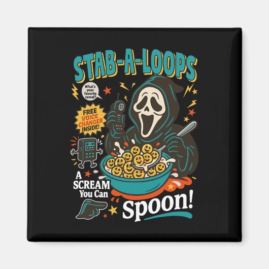 Stab-a-loops Horror Cereal Box Halloween Killer Ba Magneet (Voorkant)
