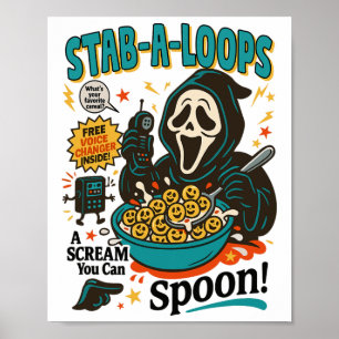 Stab-a-loops Horror Cereal Box Halloween Killer Ba Poster
