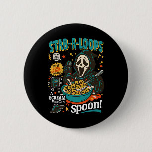 Stab-a-loops Horror Cereal Box Halloween Killer Ba Ronde Button 5,7 Cm