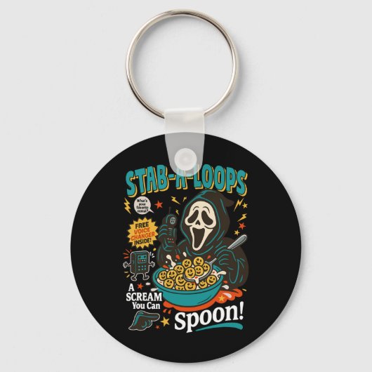 Stab-a-loops Horror Cereal Box Halloween Killer Ba Sleutelhanger (Voorkant)