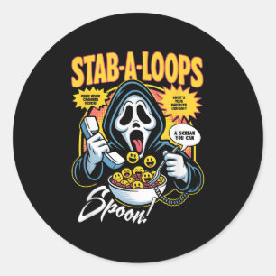Stab-a-loops Horror Graanreep Box Halloween Ronde Sticker