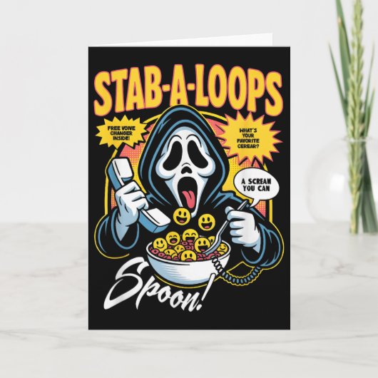 Stab-a-loops Horror Graanreepdoos Halloween Kaart (Voorkant)