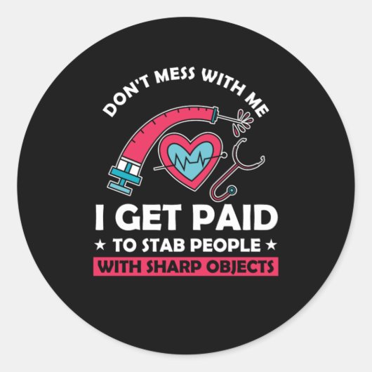 Stab Mensen Phlebotomie Flebotomist Bloedgift Ronde Sticker (Voorkant)