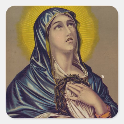 Stabat Mater Onze-Lieve-Vrouw van Smarten Vierkante Sticker (Voorkant)