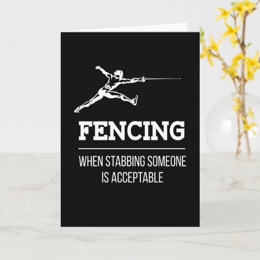 Stabbing Someone Fencing Fencer Epee Kaart (Gele Bloem)
