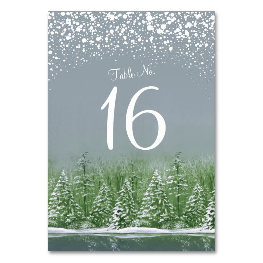 Stabelnummers winterbruiloft grijze denbomen kaart (Achterkant)