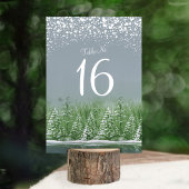 Stabelnummers winterbruiloft grijze denbomen kaart